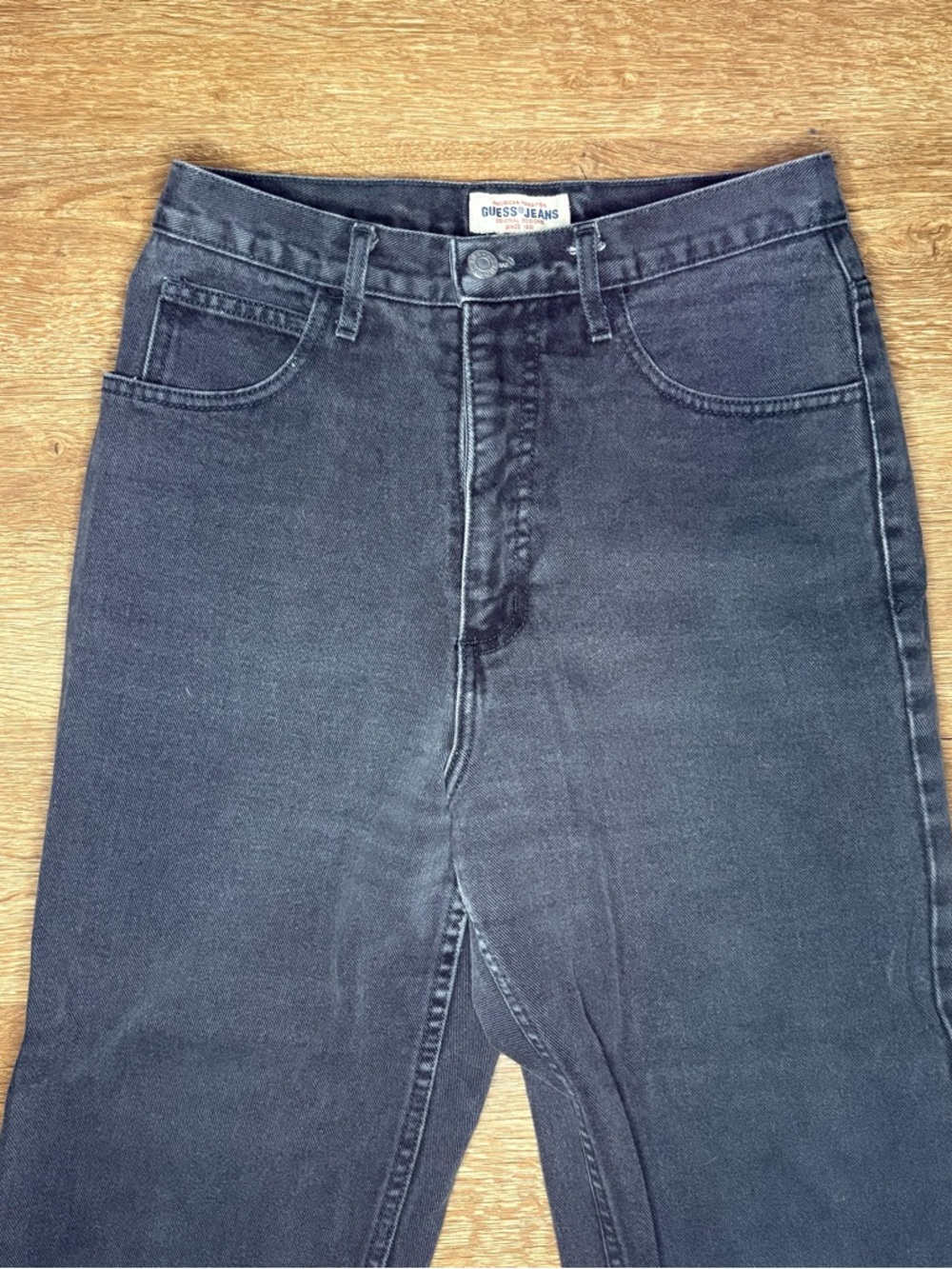 Vintage 90’s Guess Women’s Black Straight Leg Jeans Size 31 - Picture 2 of 5